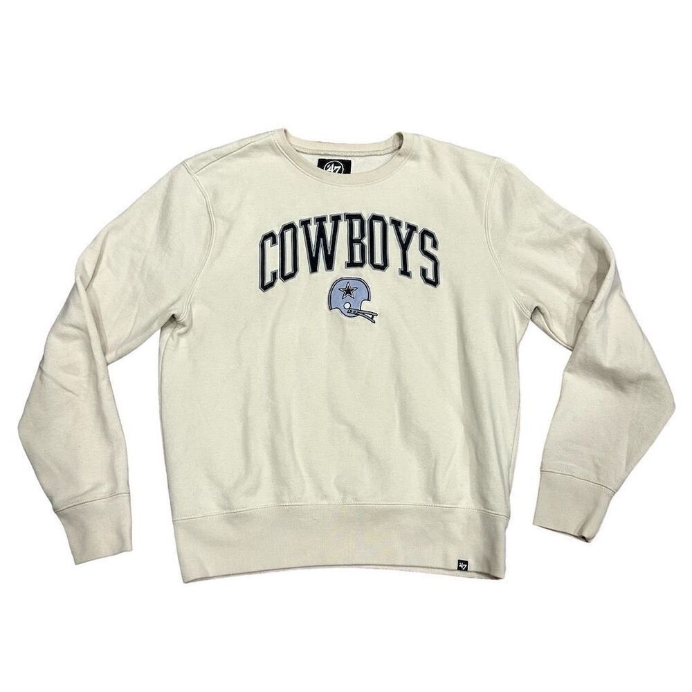 '47 Dallas Cowboys Men's‎ Crewneck Sweatshirt L Off-White Long Sleeve